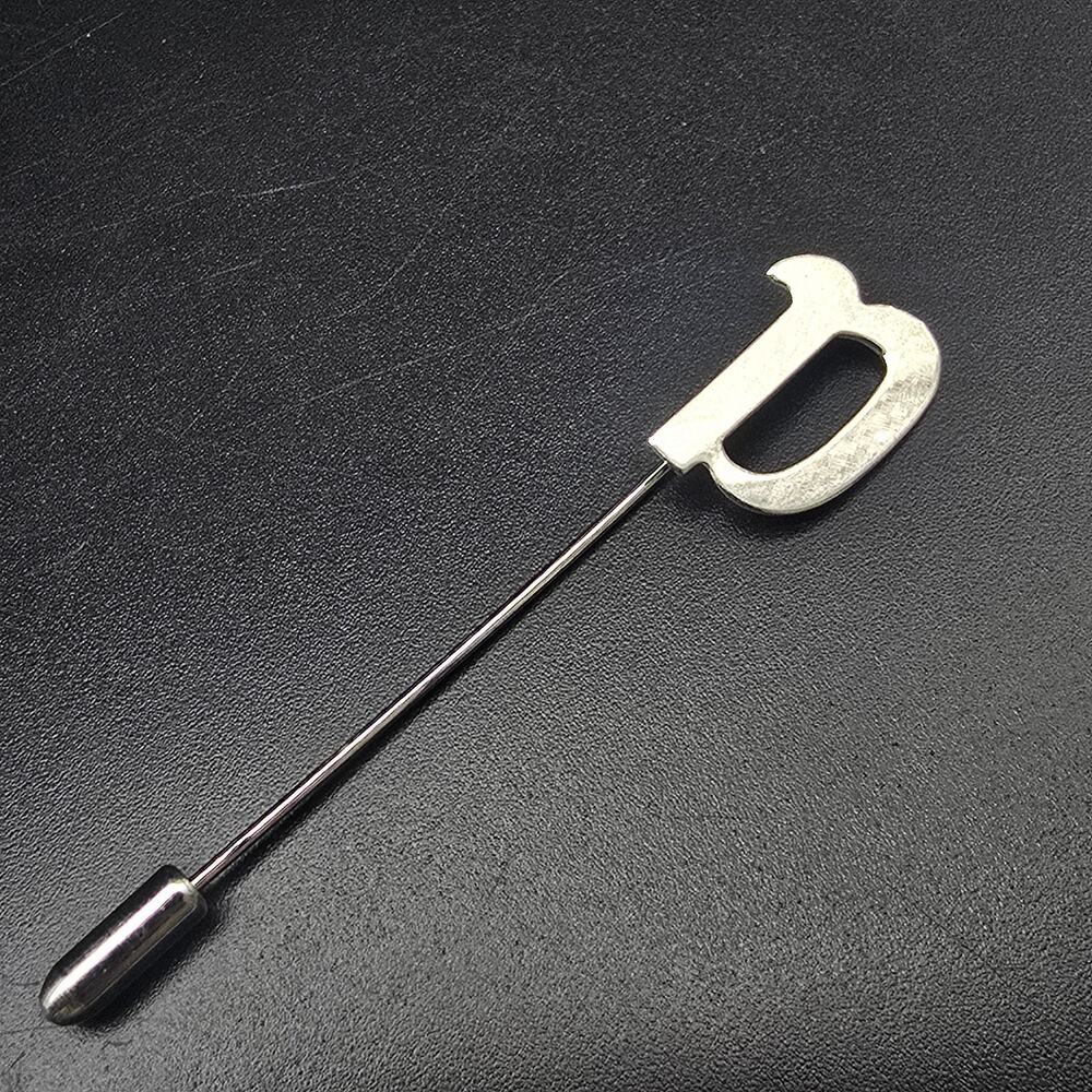 Vintage Silver Tone Letter Initial D Stick Pin Monogram Timeless Classic NOS